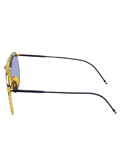 Shop Thom Browne Eyewear Aviator Frame Sunglasses In Gold