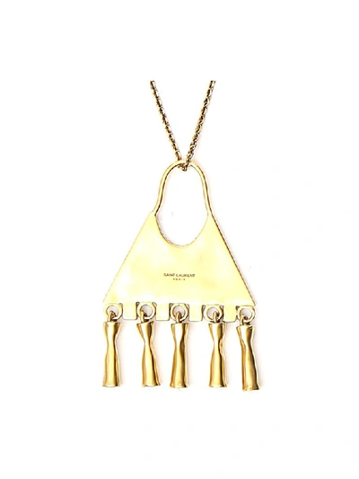 Shop Saint Laurent Triangle Charm Necklace In Gold