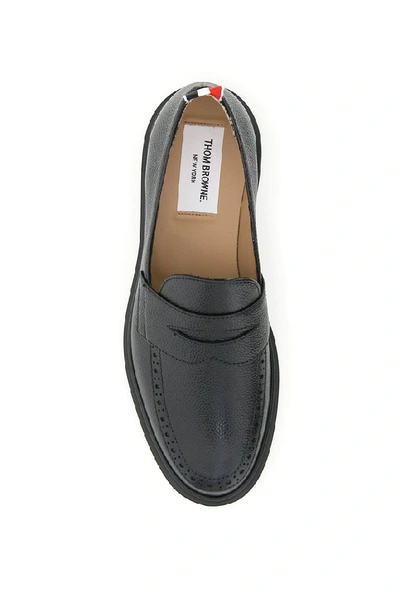 Shop Thom Browne Penny Bar Loafers In Black