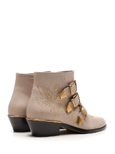 Shop Chloé Susanna Embellished Ankle Boots In Beige