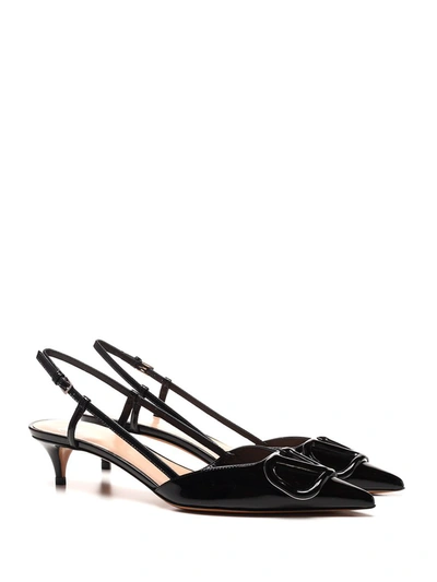 Shop Valentino Vlogo Slingback Pumps In Black