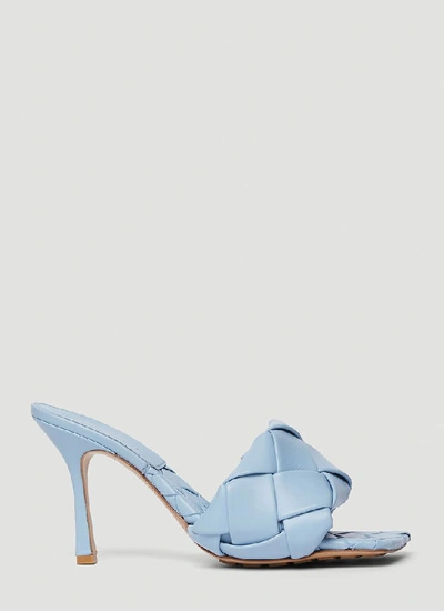 Bottega Veneta Blue Intrecciato Lido Heeled Sandals In Light Blue Modesens
