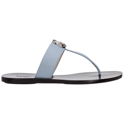 Shop Gucci Double G Thong Sandals In Blue