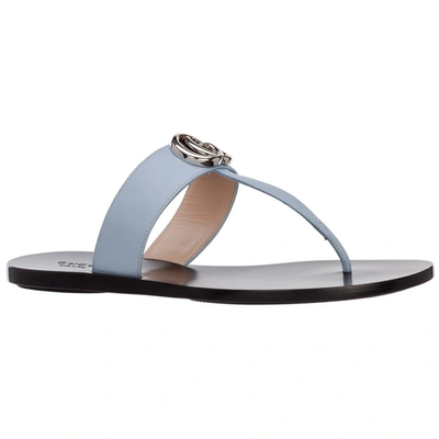 Shop Gucci Double G Thong Sandals In Blue