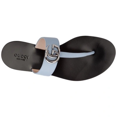 Shop Gucci Double G Thong Sandals In Blue