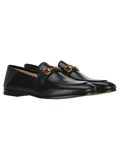 Shop Gucci Horsebit Web Loafers In Black