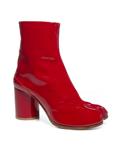 Shop Maison Margiela Tabi Ankle Boots In Red