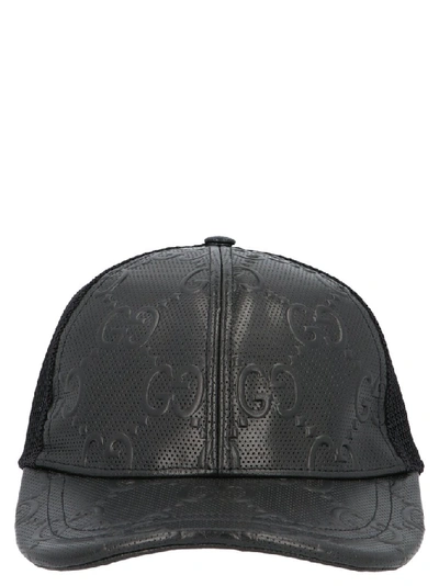 Shop Gucci Embossed Baseball Hat In Black