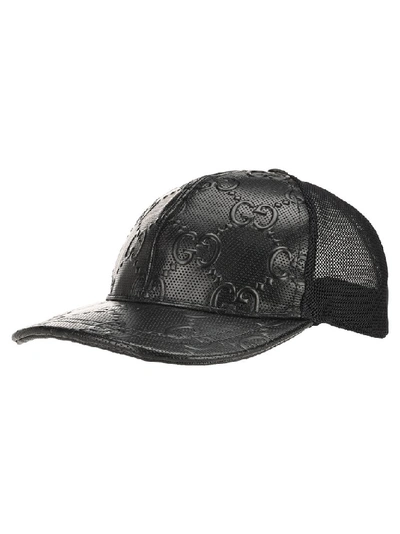 Shop Gucci Embossed Baseball Hat In Black