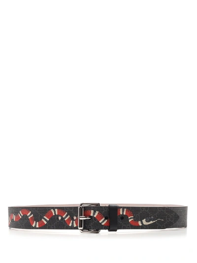 Gucci Gg Supreme Snake-print Monogrammed Belt In Black | ModeSens