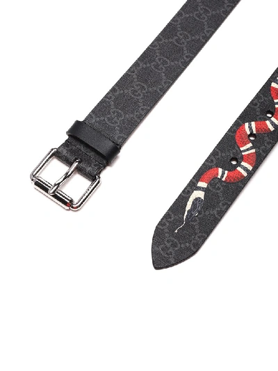 Shop Gucci Gg Supreme Kingsnake Print Belt In Black