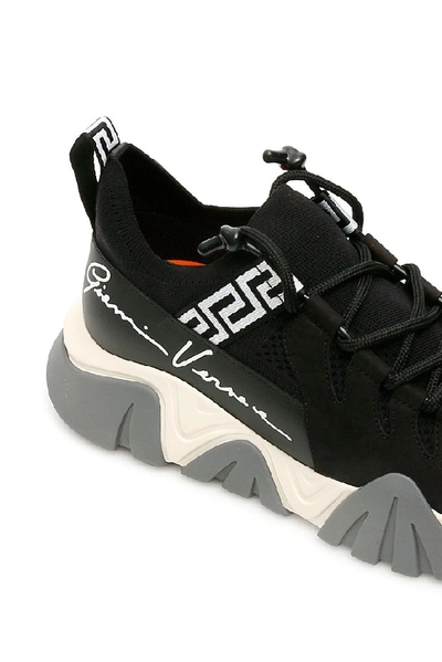 Shop Versace Grace Key Print Chunky Sole Sneakers In Black