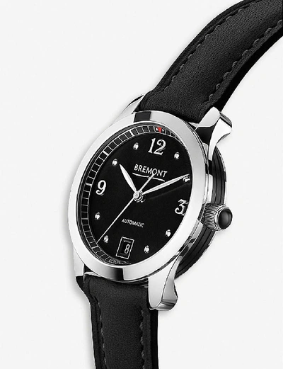 Shop Bremont Womens Black Solo-34 Stainless Steel And Leather Watch