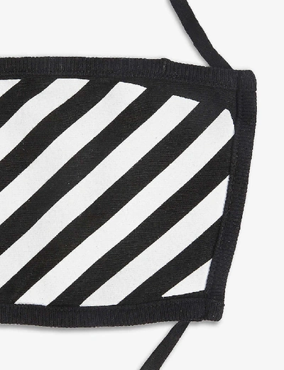 Shop Off-white Striped Cotton Face Covering In Black/white