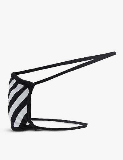 Shop Off-white Striped Cotton Face Covering In Black/white