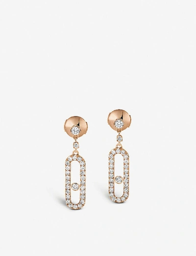 Shop Messika Women's Pink Move Uno 18ct Pink-gold And Diamond Earrings
