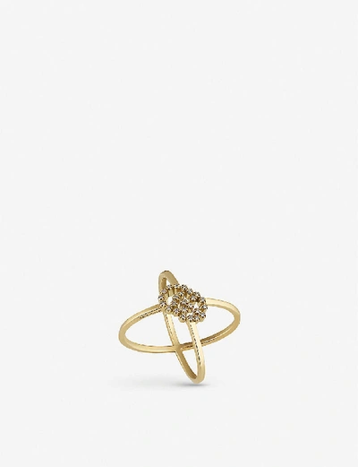 Shop Gucci Gg Running 18ct Yellow-gold Diamond Ring In Yellow Gold