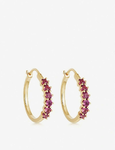 Shop Astley Clarke Linia 18ct Gold-plated Silver And Rhodolite Hoop Earrings