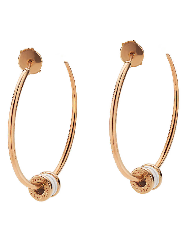 Bvlgari B Zero1 18ct Rose Gold And Ceramic Hoop Earrings In Rose Gold Modesens