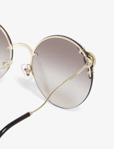 Shop Miu Miu Women's Gold Metal Round Sunglasses