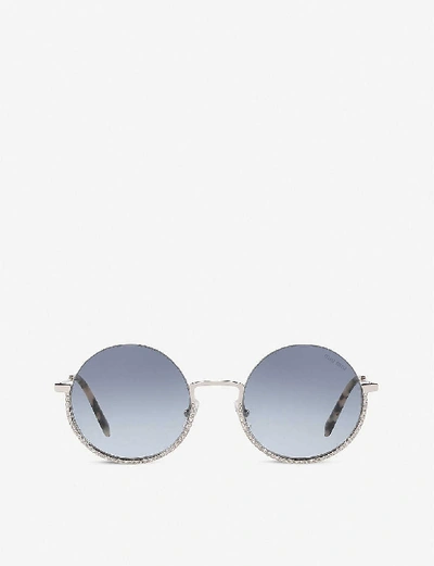 Shop Miu Miu Women's Silver Mu 69us Round Sunglasses