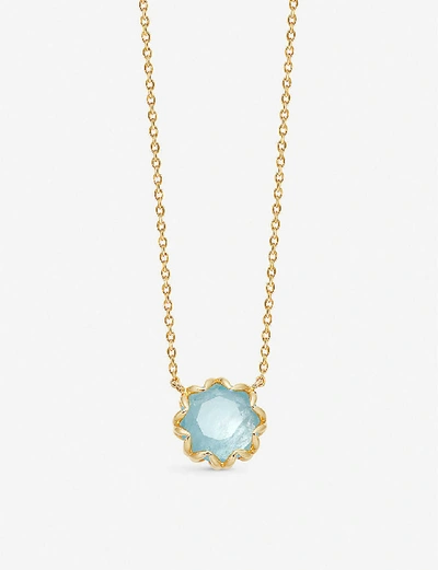 Shop Astley Clarke Paloma 18ct Yellow-gold Plated Aqua Quartz Pendant Necklace In Yellow Gold/blue
