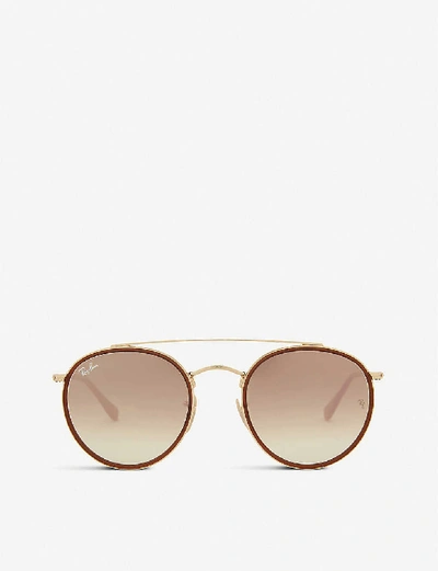 Ray Ban Ray-ban Womens Gold Rb3647 Round-frame Sunglasses In Gold