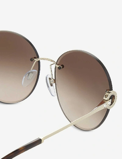 Shop Bvlgari Bv6091 Round-frame Sunglasses In Gold