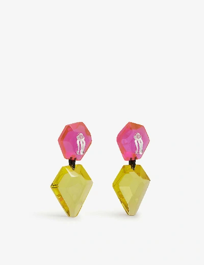 Shop Monies Tirana Acrylic Drop Earrings In Pink Yellow