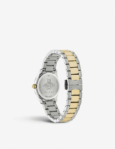 Shop Gucci Women's Mother-of-pearl Ya1265012 G-timeless 18ct Yellow Gold-plated Stainless-steel And Mothe