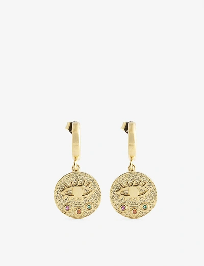 Shop Hermina Athens Kressida Yellow Gold-plated Sterling Silver Earrings In Gold & Multi