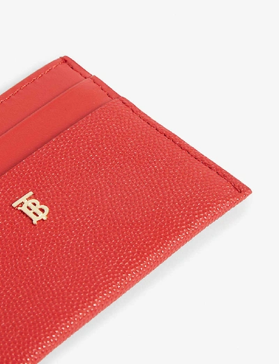 Shop Burberry Sandon Leather Card Holder In Bright Red