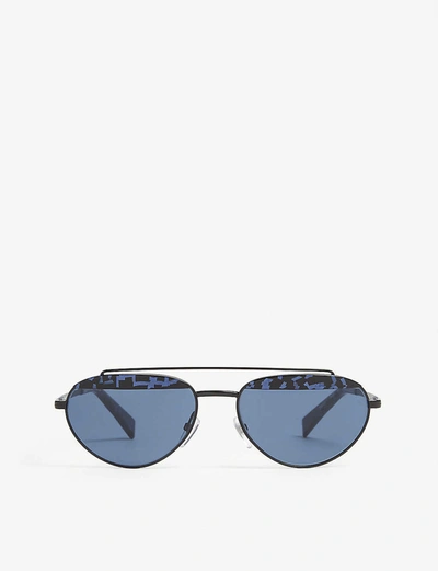 Shop Alain Mikli Elicot Patterned Oval-frame Sunglasses In Blue