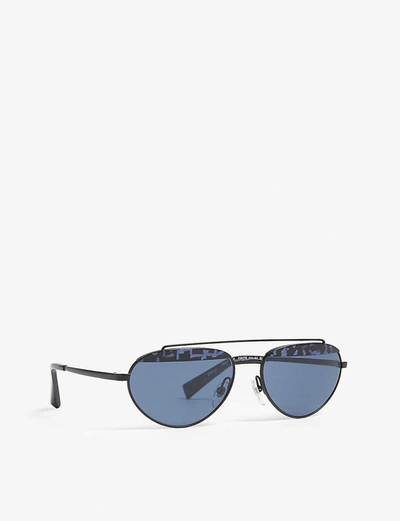 Shop Alain Mikli Elicot Patterned Oval-frame Sunglasses In Blue