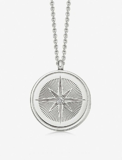 Astley Clarke Celestial Compass Sterling Silver And Sapphire Necklace In Sterling Silver