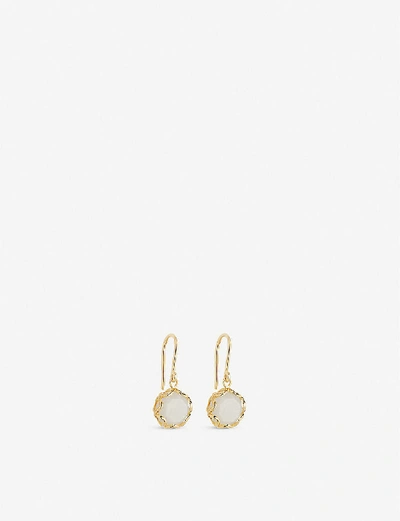 Shop Astley Clarke Paloma 18ct Yellow Gold-plated Vermeil Sterling Silver And Moonstone Drop Earrings