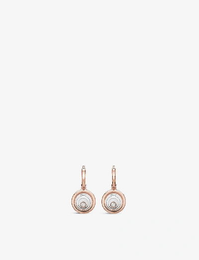 Shop Chopard Womens White/rose Gold Happy Spirit 18ct Rose And White-gold And Diamond Earrings