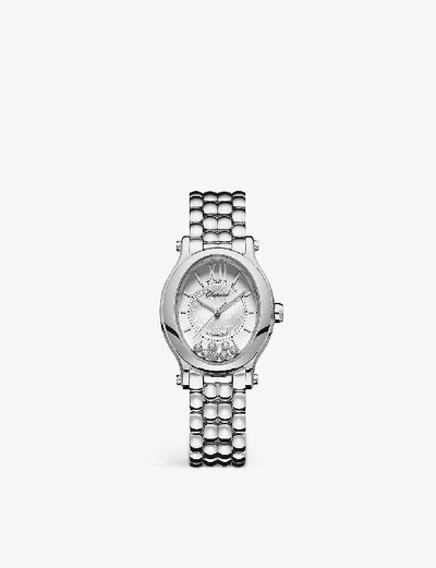 Shop Chopard Womens Rose Gold 278602-3002 Happy Sport Oval Stainless Steel And Diamond Watch