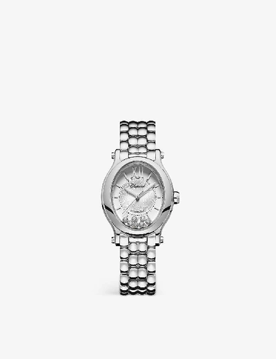 Chopard 278602-3002 Happy Sport Oval Stainless Steel And Diamond Watch In Rose Gold