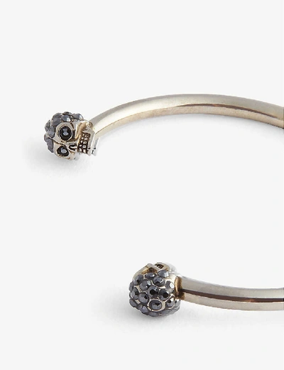 Shop Alexander Mcqueen Crystal-embellished Silver-toned Bracelet