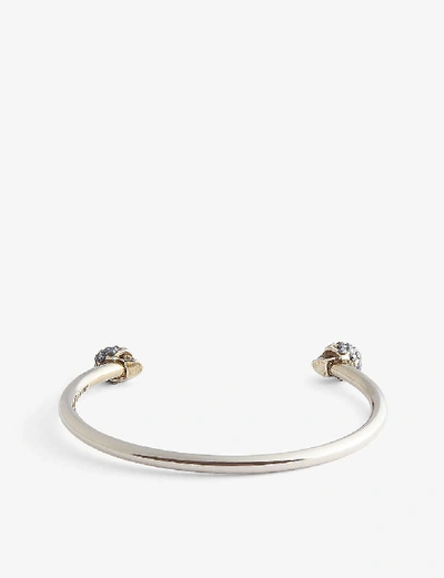 Shop Alexander Mcqueen Crystal-embellished Silver-toned Bracelet