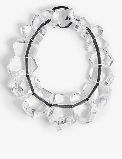 Shop Monies Doha Leather And Acrylic Necklace In Clear