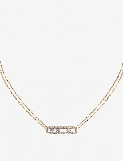 Shop Messika Women's Pink Move Pavé 18ct Pink-gold And Diamond Necklace