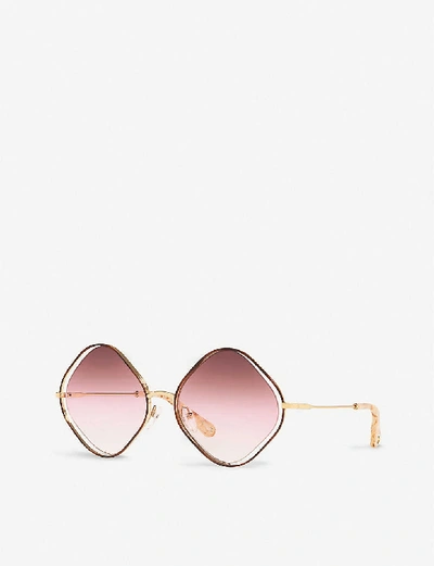 Shop Chloé Poppy Ce159s Irregular Sunglasses In Brown