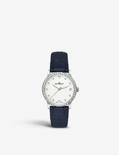 Shop Blancpain 6127-4628-55 Villeret Diamond Set And Leather Automatic Watch In White