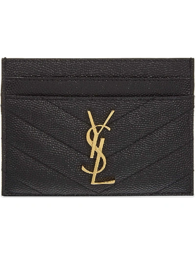 Shop Saint Laurent Black Monogram Quilted Leather Cardholder