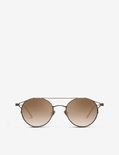 Shop Linda Farrow Lfl804 Round-frame Sunglasses In Nickel