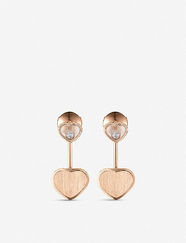 18kt rose gold, diamond Happy Hearts earrings