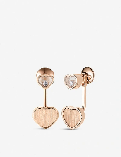 Shop Chopard Womens 18k Rose Gold X 007 Happy Hearts Golden Hearts 18ct Rose-gold And 0.08ct Diamond Earr