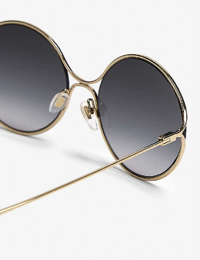 Shop Gucci Womens Gold Gg0253s Round-frame Sunglasses
